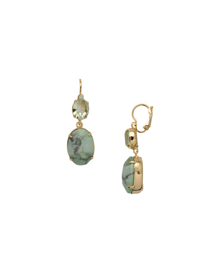 Sidra Double Dangle Earrings - EFF3BGSGR - <p>The Sidra Double Dangle Earrings feature two oval cut crystals dangling from a lever back French wire. From Sorrelli's Sage Green collection in our Bright Gold-tone finish.</p>
