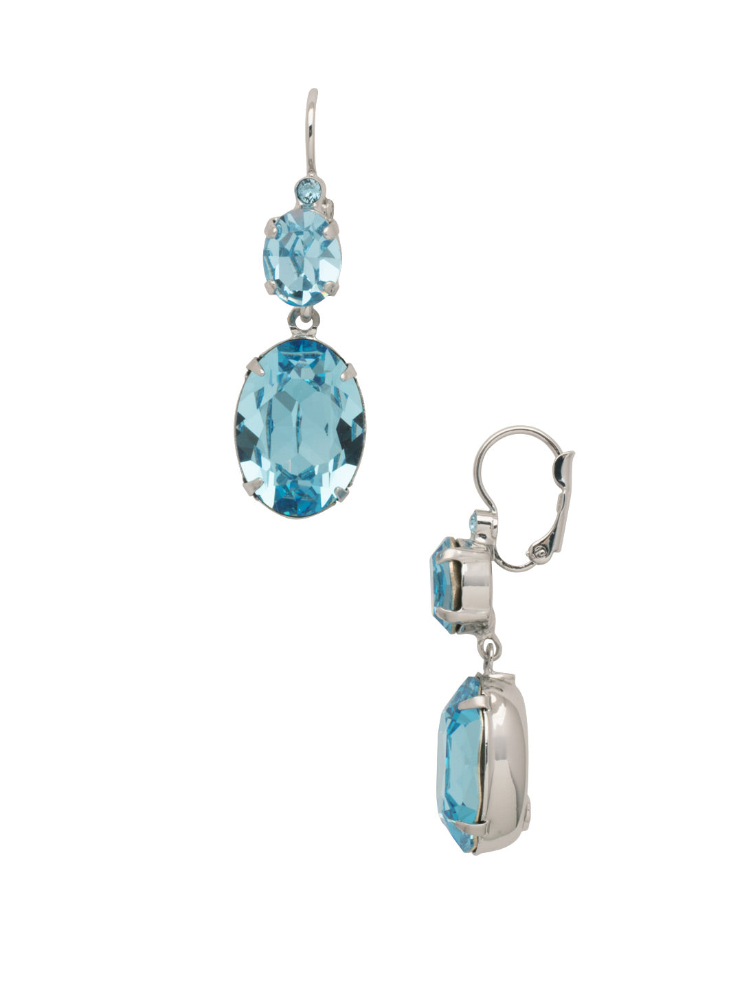 Sidra Double Dangle Earrings - EFF3PDAQU - <p>The Sidra Double Dangle Earrings feature two oval cut crystals dangling from a lever back French wire. From Sorrelli's Aquamarine collection in our Palladium finish.</p>