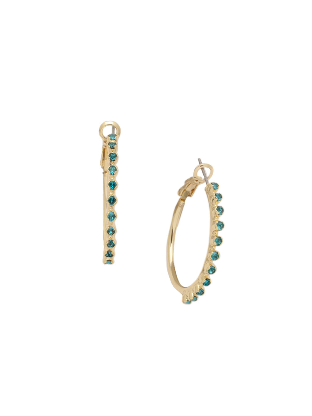 Tyra Hoop Earrings - EFF41BGHBR - <p>The Trya Hoop Earrings feature a row of crystals on a classic metal hoop. From Sorrelli's Happy Birthday Redux collection in our Bright Gold-tone finish.</p>