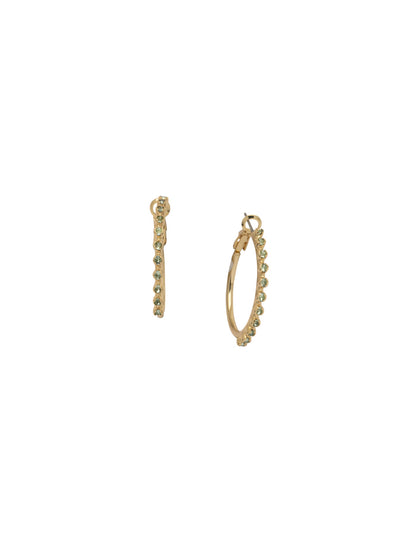 Tyra Hoop Earrings - EFF41BGSGR - <p>The Trya Hoop Earrings feature a row of crystals on a classic metal hoop. From Sorrelli's Sage Green collection in our Bright Gold-tone finish.</p>