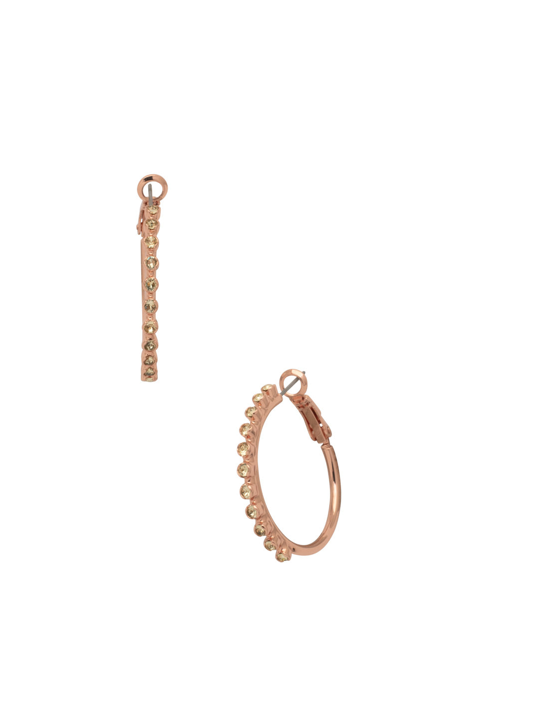 Tyra Hoop Earrings - EFF41RGPPN - <p>The Trya Hoop Earrings feature a row of crystals on a classic metal hoop. From Sorrelli's Pink Pineapple collection in our Rose Gold-tone finish.</p>