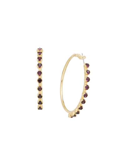 Bessie Hoop Earrings - EFF42BGMRL - <p>The Bessie Hoop Earrings feature a row of crystals on a classic metal hoop. From Sorrelli's Merlot collection in our Bright Gold-tone finish.</p>