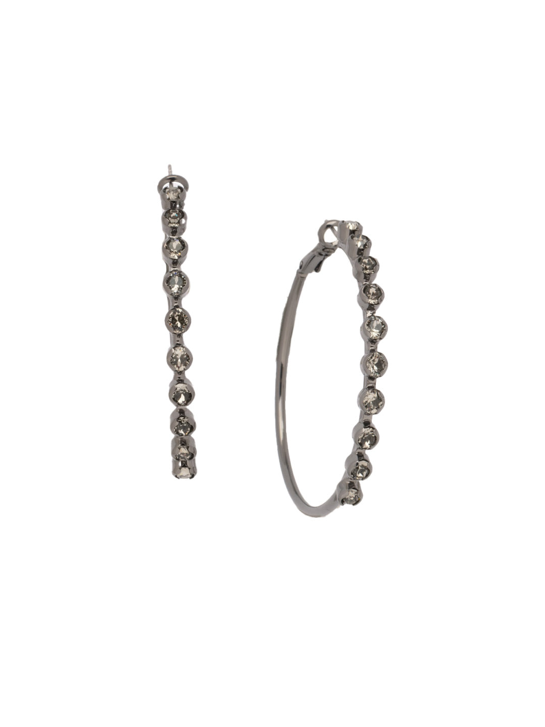 Bessie Hoop Earrings - EFF42GMBD - <p>The Bessie Hoop Earrings feature a row of crystals on a classic metal hoop. From Sorrelli's Black Diamond collection in our Gun Metal finish.</p>
