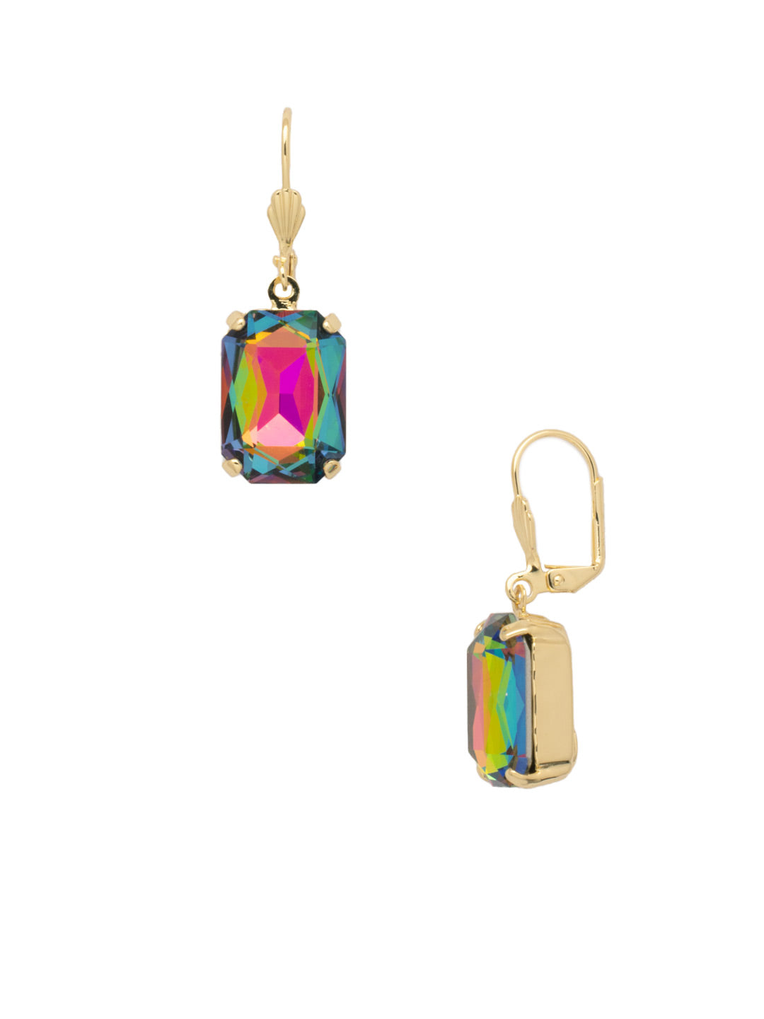 Brynn Dangle Earrings - EFF88BGVO - <p>The Brynn Dangle Earrings feature an emerald cut crystal dangling from a lever-back French wire. From Sorrelli's Volcano collection in our Bright Gold-tone finish.</p>