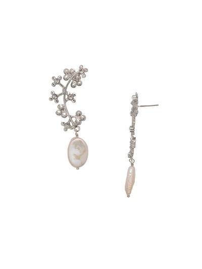 Lotus Dangle Earrings - EFH15PDMDP - <p>The Lotus Dangle Earrings feature a blooming display of floral motifs in metal and timeless freshwater coin pearls. From Sorrelli's Modern Pearl collection in our Palladium finish.</p>