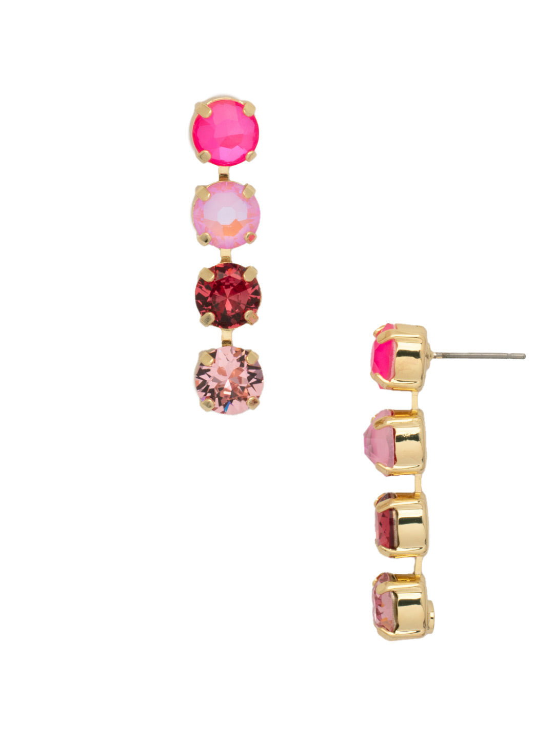 Matilda Dangle Earrings - EFH1BGBFL - <p>The Matilda Dangle Earrings feature a row of 4 round cut crystals on a post. From Sorrelli's Big Flirt collection in our Bright Gold-tone finish.</p>