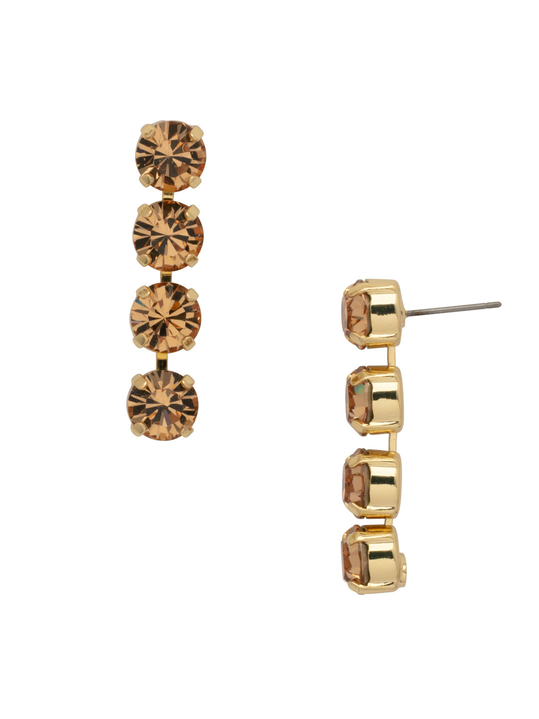 Matilda Dangle Earrings - EFH1BGLC - <p>The Matilda Dangle Earrings feature a row of 4 round cut crystals on a post. From Sorrelli's Light Colorado collection in our Bright Gold-tone finish.</p>