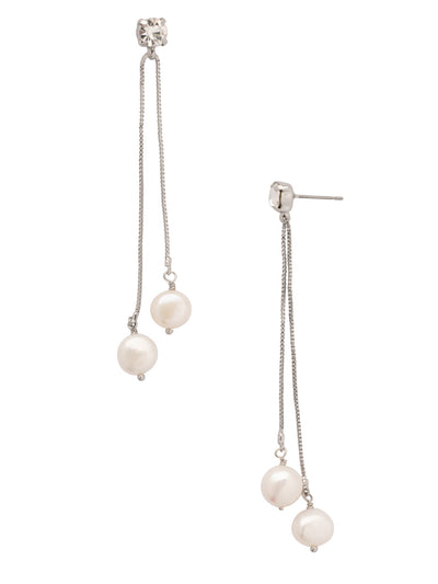 Briony Dangle Earrings - EFH3PDMDP - <p>The Briony Dangle Earrings feature two freshwater pearls, each hanging on a delicate chain and dangling from a single round cut crystal. From Sorrelli's Modern Pearl collection in our Palladium finish.</p>