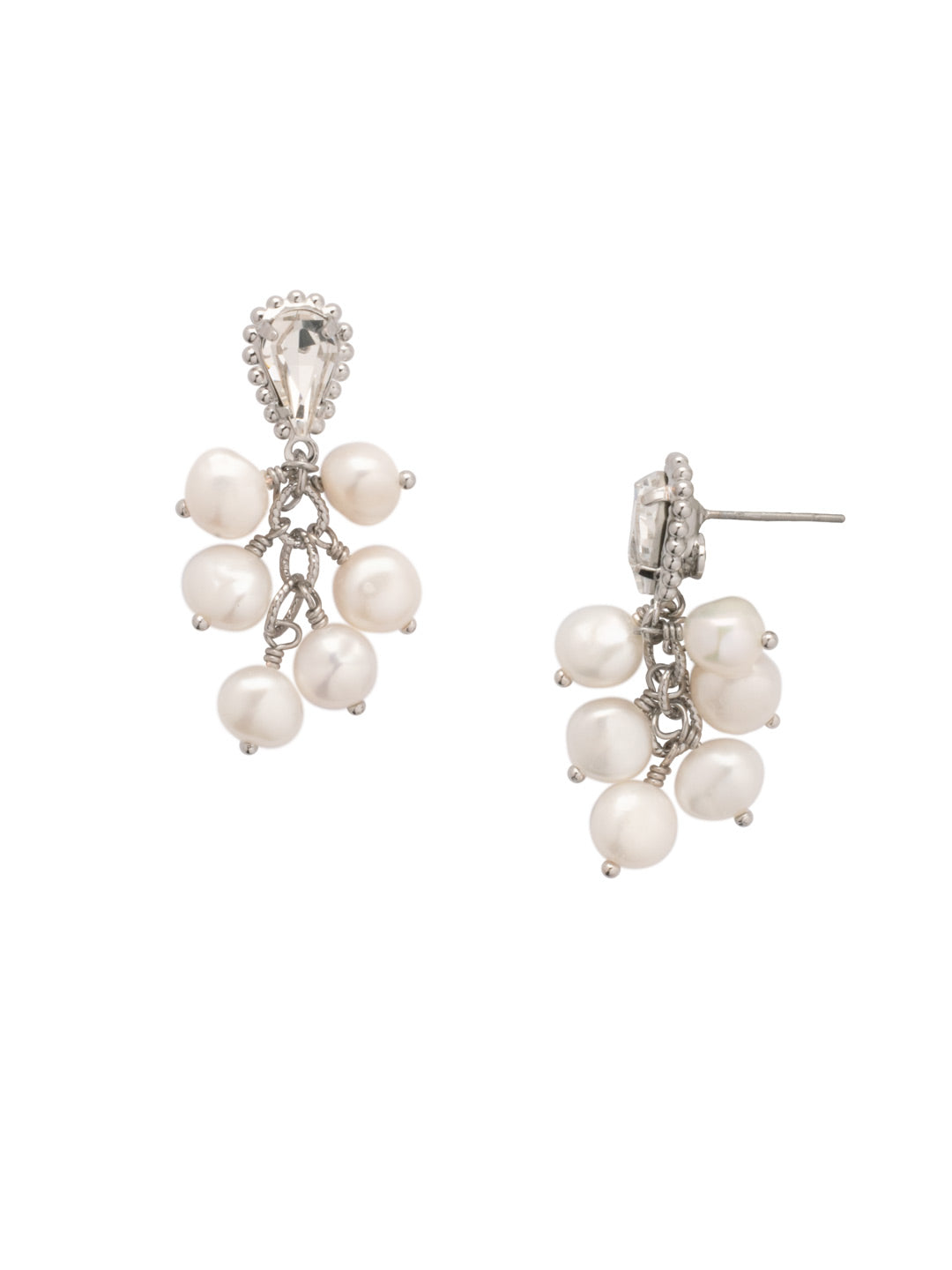 Rayen Dangle Earrings - EFH4PDMDP - <p>The Rayen Dangle Earrings feature several freshwater pearls dangling from a pear cut crystal. From Sorrelli's Modern Pearl collection in our Palladium finish.</p>