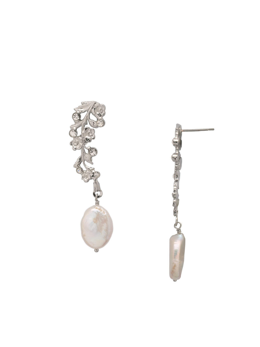 Indigo Dangle Earrings - EFH5PDMDP - <p>The Indigo Dangle Earrings feature delicate metal branches and flowers, with a single freshwater coin pearl dangling on the end. From Sorrelli's Modern Pearl collection in our Palladium finish.</p>