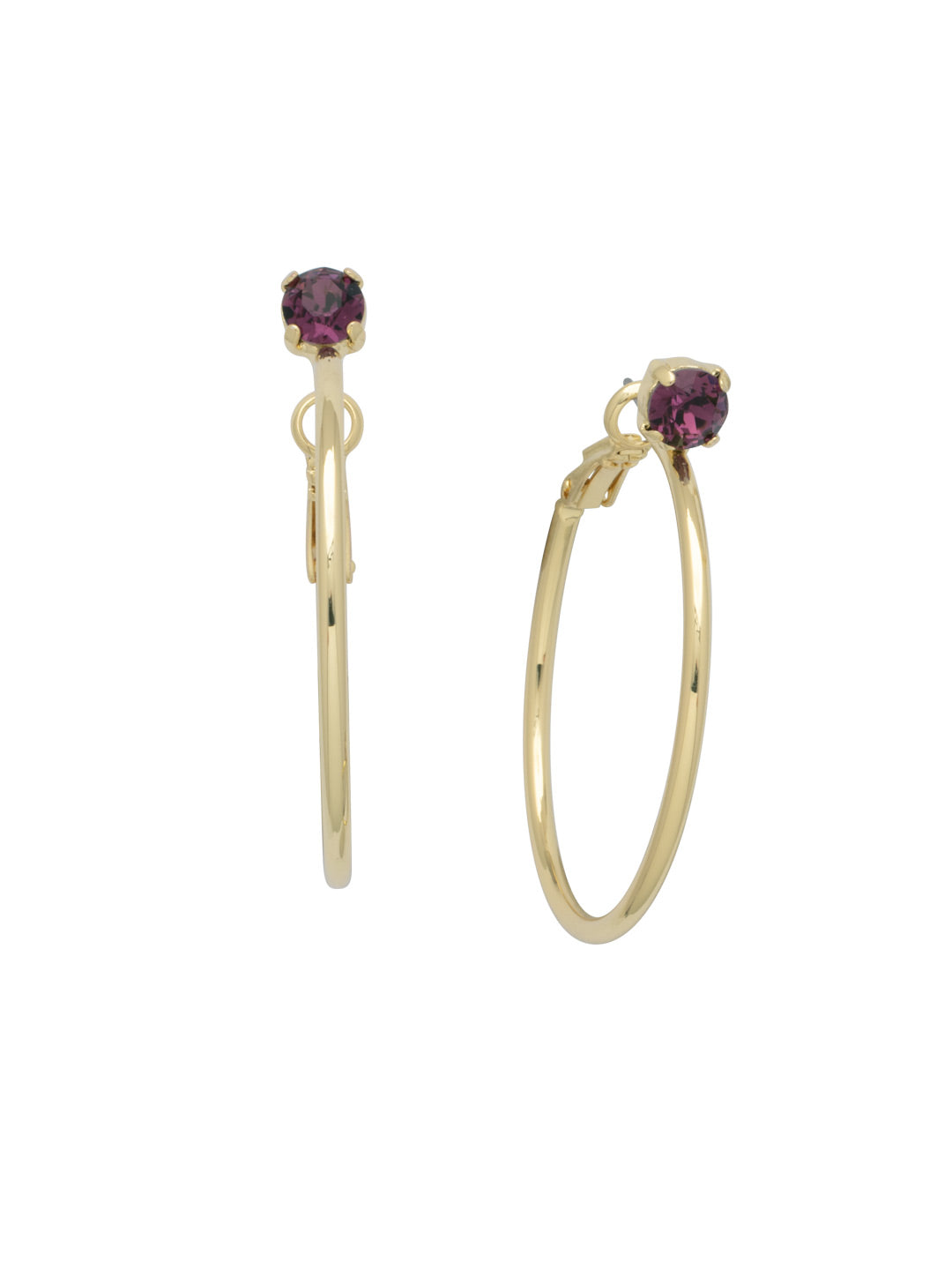 Mini Serafina Hoop Earrings - EFJ1BGMRL - <p>The Mini Serafina Hoop Earrings feature a classic metal hoop with a single round cut crystal. From Sorrelli's Merlot collection in our Bright Gold-tone finish.</p>