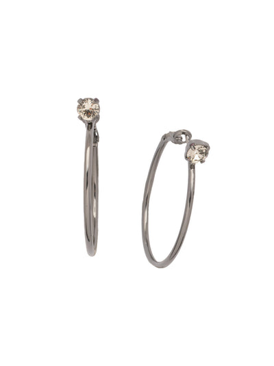Mini Serafina Hoop Earrings - EFJ1GMBD - <p>The Mini Serafina Hoop Earrings feature a classic metal hoop with a single round cut crystal. From Sorrelli's Black Diamond collection in our Gun Metal finish.</p>