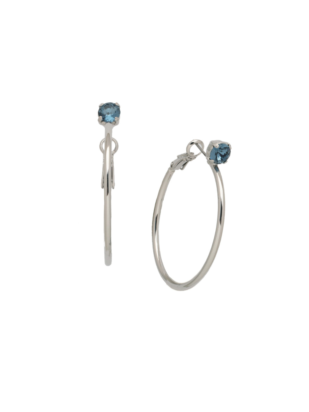 Mini Serafina Hoop Earrings - EFJ1PDASP - <p>The Mini Serafina Hoop Earrings feature a classic metal hoop with a single round cut crystal. From Sorrelli's Aspen SKY collection in our Palladium finish.</p>