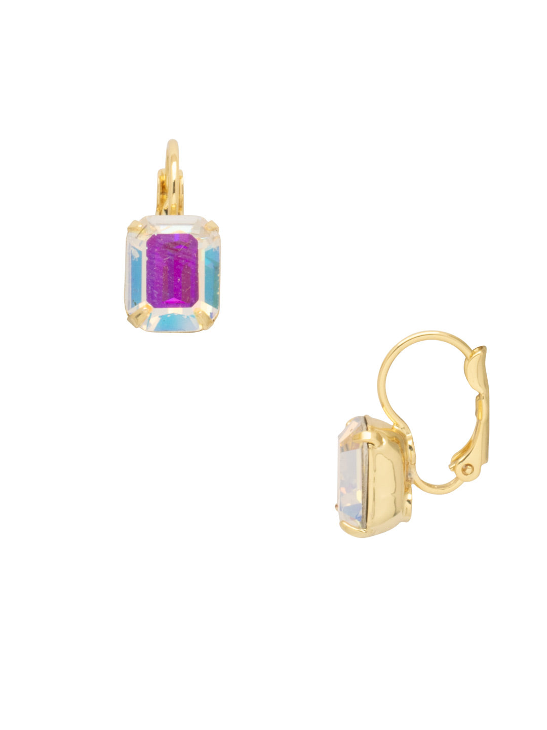 Octavia Dangle Earrings - EFK6BGCAB - <p>The Octavia Dangle Earrings feature a small emerald cut crystal dangling from a lever-back French wire. From Sorrelli's Crystal Aurora Borealis collection in our Bright Gold-tone finish.</p>