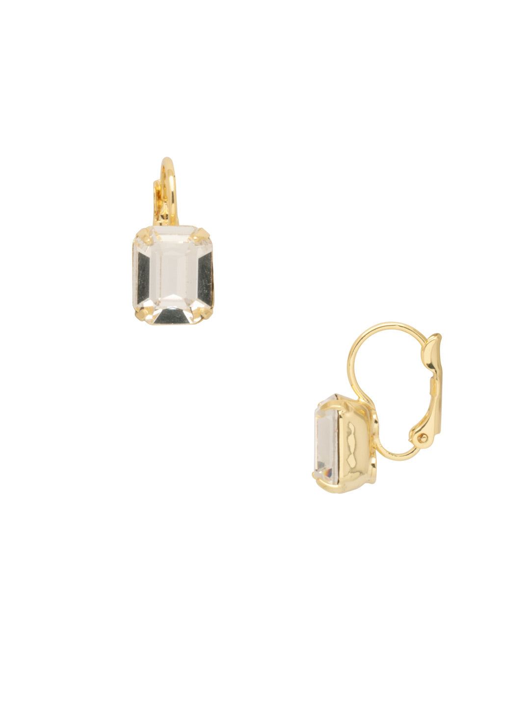 Octavia Dangle Earrings - EFK6BGCRY - <p>The Octavia Dangle Earrings feature a small emerald cut crystal dangling from a lever-back French wire. From Sorrelli's Crystal collection in our Bright Gold-tone finish.</p>