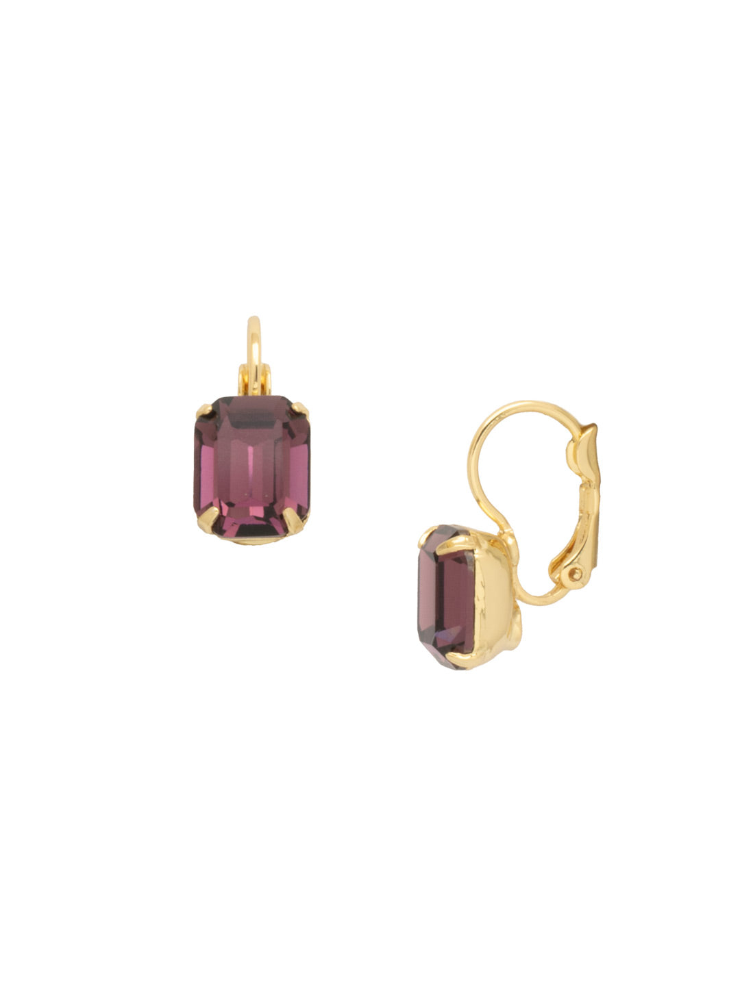 Octavia Dangle Earrings - EFK6BGMRL - <p>The Octavia Dangle Earrings feature a small emerald cut crystal dangling from a lever-back French wire. From Sorrelli's Merlot collection in our Bright Gold-tone finish.</p>