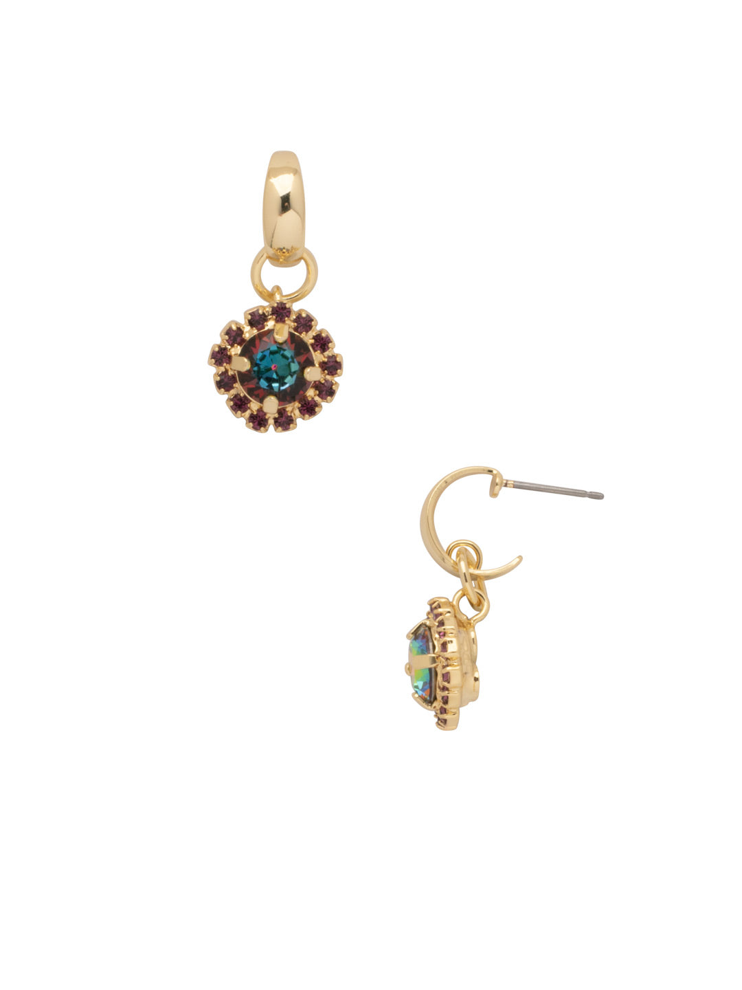 Haute Halo Huggie Dangle Earrings - EFK7BGVO - <p>The Haute Halo Huggie Dangle Earrings feature a round halo crystal dangling from a huggie hoop on a post. From Sorrelli's Volcano collection in our Bright Gold-tone finish.</p>
