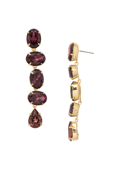 Michelle Statement Earrings - EFL10BGMRL - <p>The Michelle Statement Earrings feature alternating oval and pear-cut crystals dangling from a post. From Sorrelli's Merlot collection in our Bright Gold-tone finish.</p>