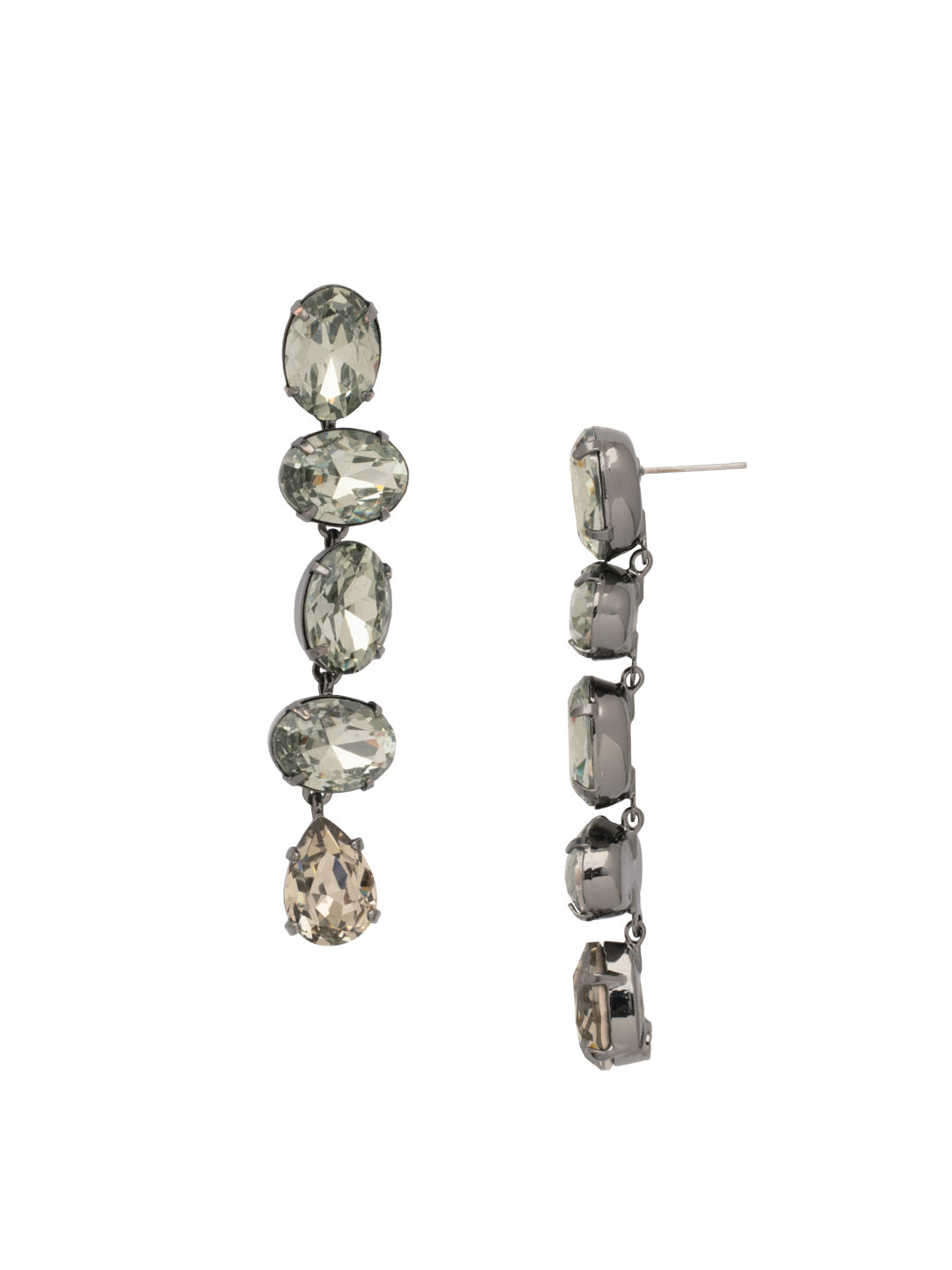 Michelle Statement Earrings - EFL10GMBD - <p>The Michelle Statement Earrings feature alternating oval and pear-cut crystals dangling from a post. From Sorrelli's Black Diamond collection in our Gun Metal finish.</p>
