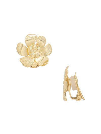Fleur Clip On Earrings - EFL12CBGMTL - <p>The Fleur Clip-On Earrings feature a metal flower design on a comfortable clip closure. From Sorrelli's Bare Metallic collection in our Bright Gold-tone finish.</p>