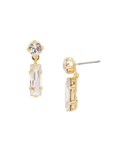 Bindi Studded Dangle Earrings - EFL13BGCRY - <p>The Bindi Studded Dangle Earrings feature a baguette bar crystal dangling from a round crystal on a post. From Sorrelli's Crystal collection in our Bright Gold-tone finish.</p>