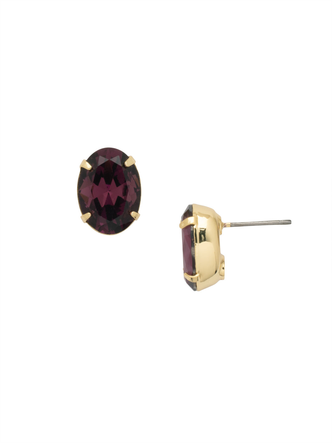 Oval Cut Stud Earrings - EFL14BGMRL - <p>The Oval Cut Stud Earrings feature a single oval cut crystal on a post. From Sorrelli's Merlot collection in our Bright Gold-tone finish.</p>