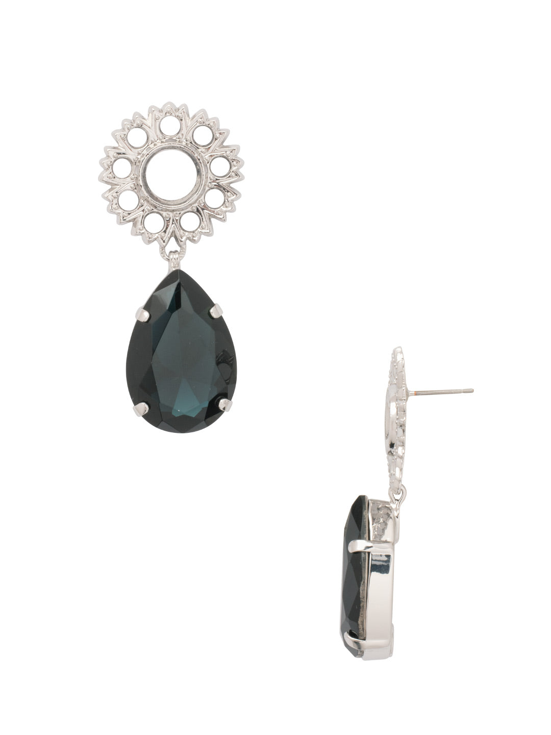 Heather Statement Earrings - EFL16PDASP - <p>The Heather Statement Earrings feature a pear-cut crystal dangling from a metal detailed ring on a post. From Sorrelli's Aspen SKY collection in our Palladium finish.</p>