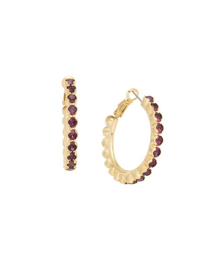Amber Hoop Earrings - EFL20BGMRL - <p>The Amber Hoop Earrings feature a crystal-embellished metal hoop. From Sorrelli's Merlot collection in our Bright Gold-tone finish.</p>