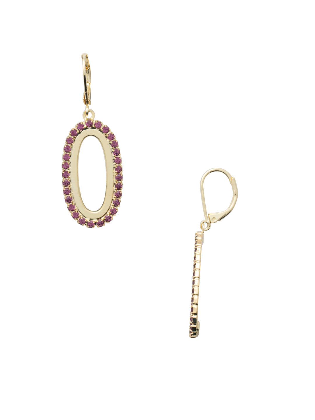 Tori Dangle Earrings - EFL4BGMRL - <p>The Tori Dangle Earrings feature a chunky rhinestone embellished chain link on a lever-back French wire. From Sorrelli's Merlot collection in our Bright Gold-tone finish.</p>