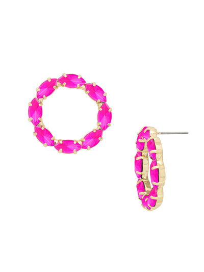 Clarissa Statement Earrings - EFL6BGETP - <p>Elevate your style with the captivating beauty of our Clarissa Statement Earrings. These exquisite earrings showcase a stunning wreath of navette-cut crystals delicately arranged on a chic post. With their enchanting design and sparkling brilliance, these earrings make a bold statement and add a touch of glamour to any occasion. From Sorrelli's Electric Pink collection in our Bright Gold-tone finish.</p>