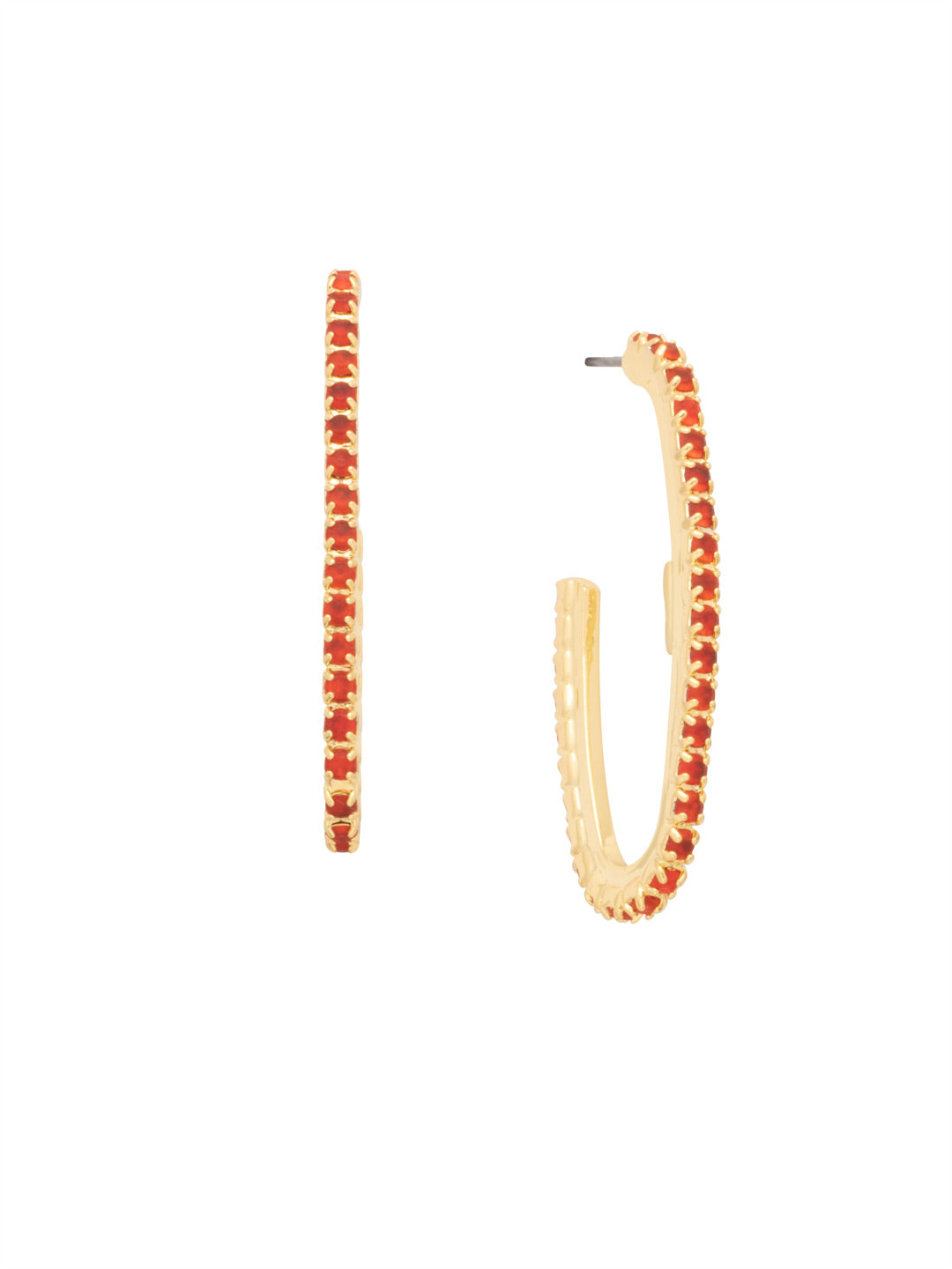 Shay Rhinestone Hoop Earrings - EFL7BGFIS - <p>The Shay Rhinestone Hoop Earrings feature a rhinestone embellished open oblong hoop on a post. From Sorrelli's Fireside collection in our Bright Gold-tone finish.</p>