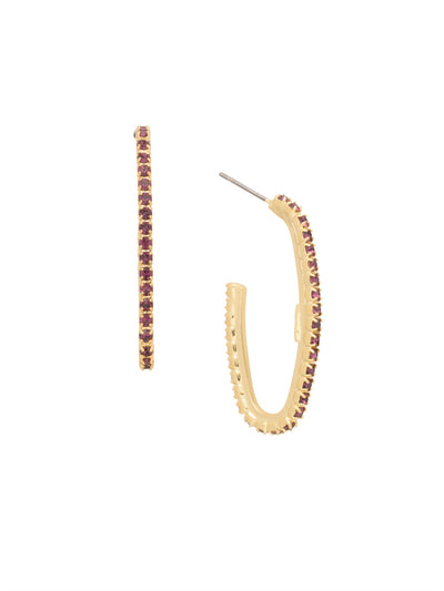Shay Rhinestone Hoop Earrings - EFL7BGMRL - <p>The Shay Rhinestone Hoop Earrings feature a rhinestone embellished open oblong hoop on a post. From Sorrelli's Merlot collection in our Bright Gold-tone finish.</p>
