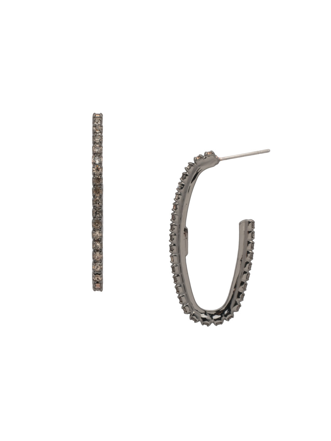 Shay Rhinestone Hoop Earrings - EFL7GMBD - <p>The Shay Rhinestone Hoop Earrings feature a rhinestone embellished open oblong hoop on a post. From Sorrelli's Black Diamond collection in our Gun Metal finish.</p>