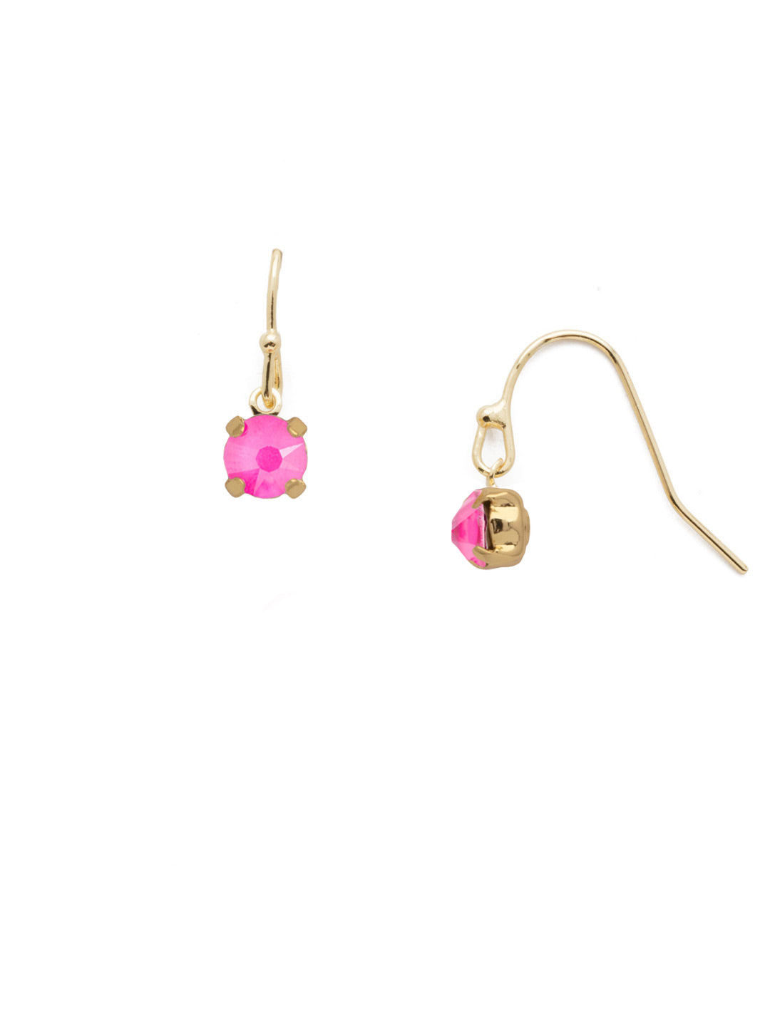 Aria Studded Dangle Earrings - EFL88BGETP - <p>The Aria Studded Dangle Earrings feature a single small round cut crystal on a classic French wire. From Sorrelli's Electric Pink collection in our Bright Gold-tone finish.</p>