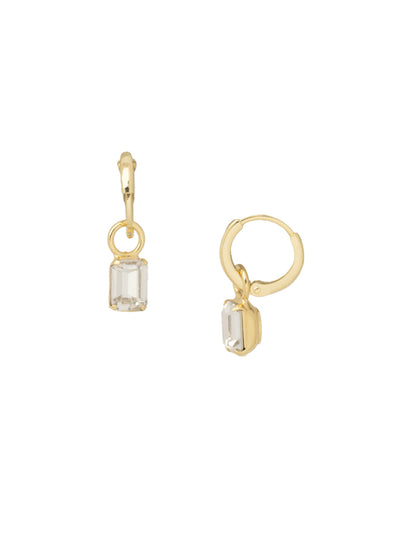 Octavia Huggie Hoop Earrings - EFM13BGCRY - <p>The Octavia Huggie Hoop Earrings feature a removable emerald cut crystal on a dainty huggie hoop. From Sorrelli's Crystal collection in our Bright Gold-tone finish.</p>