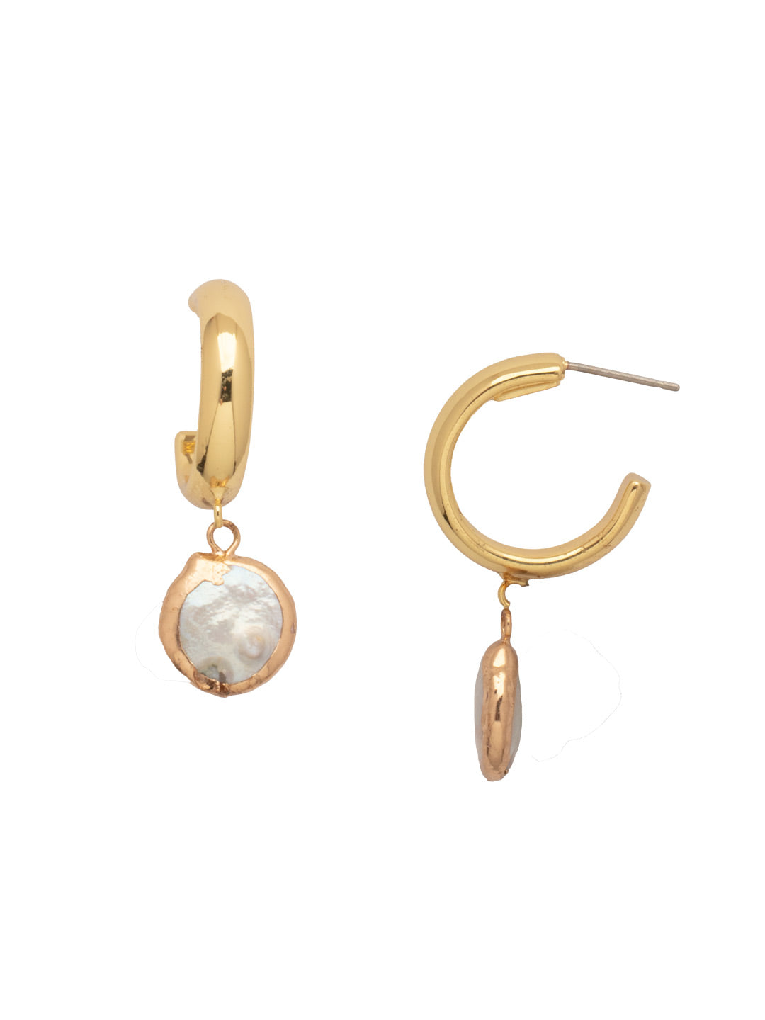 Penny Pearl Hoop Earrings - EFM14BGMDP - <p>The Penny Pearl Hoop Earrings feature a freshwater coin pearl dangling from a metal hoop. From Sorrelli's Modern Pearl collection in our Bright Gold-tone finish.</p>