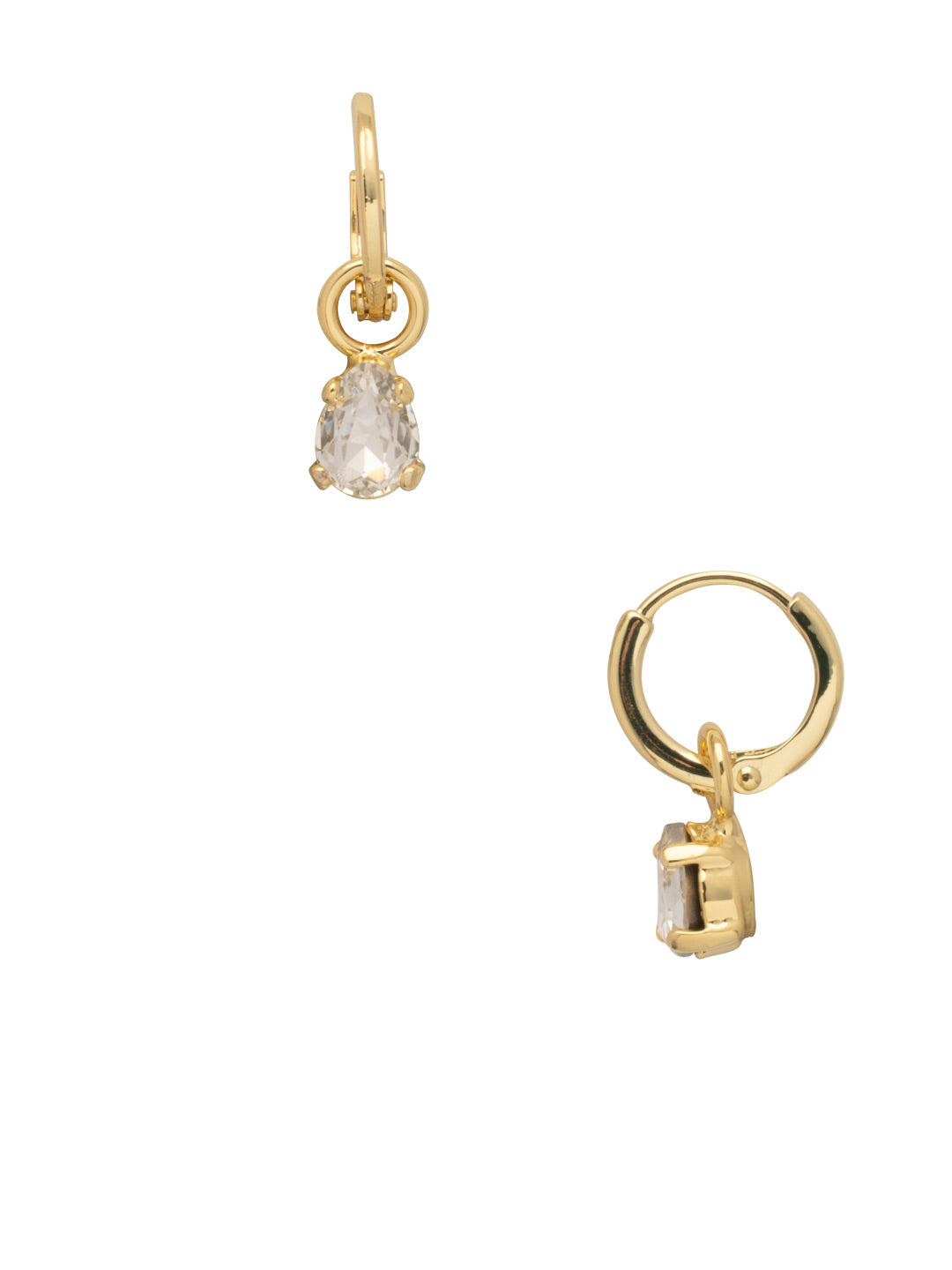 Petite Pear Huggie Hoop Earrings - EFM16BGCRY - <p>The Petite Pear Huggie Hoop Earrings feature a removable petite pear cut crystal on a dainty huggie hoop. From Sorrelli's Crystal collection in our Bright Gold-tone finish.</p>
