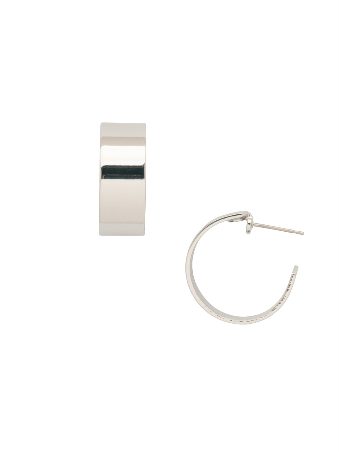 Dani Hoop Earrings - EFM20PDMTL - <p>The Dani Hoop Earrings feature a classic metal flat domed hoop on a post From Sorrelli's Bare Metallic collection in our Palladium finish.</p>
