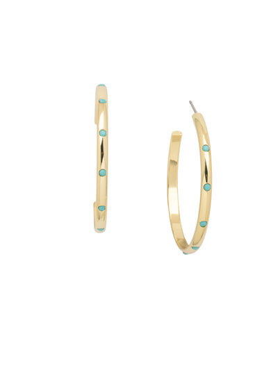 Mini Crystal Embellished Hoop Earrings - EFM25BGSTO - <p>Mini Crystal Embellished Hoop Earrings feature small round cut crystals embellished on a classic open hoop on a post. From Sorrelli's Santorini collection in our Bright Gold-tone finish.</p>