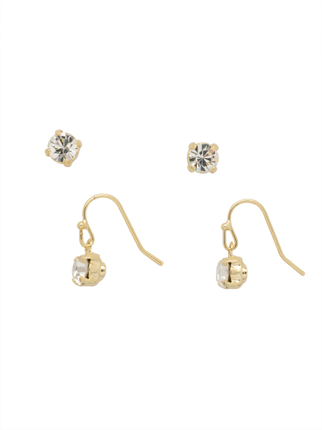 Jayda Set Dangle Earrings - EFM4BGCRY - <p>The Jayda Set Dangle Earrings include a pair of round-cut crystal studs and round-cut crystal dangle earrings, both dainty enough to wear together on the ear. From Sorrelli's Crystal collection in our Bright Gold-tone finish.</p>