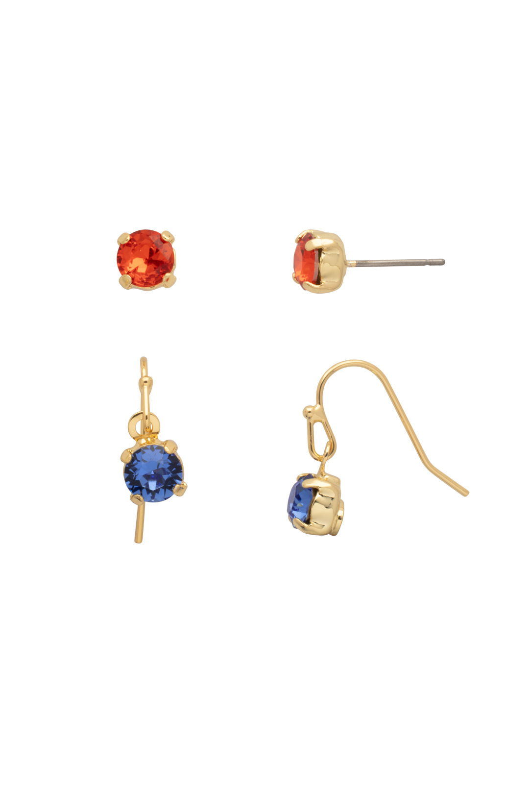 Jayda Set Dangle Earrings - EFM4BGOCR - <p>The Jayda Set Dangle Earrings include a pair of round-cut crystal studs and round-cut crystal dangle earrings, both dainty enough to wear together on the ear. From Sorrelli's Orange Crush collection in our Bright Gold-tone finish.</p>