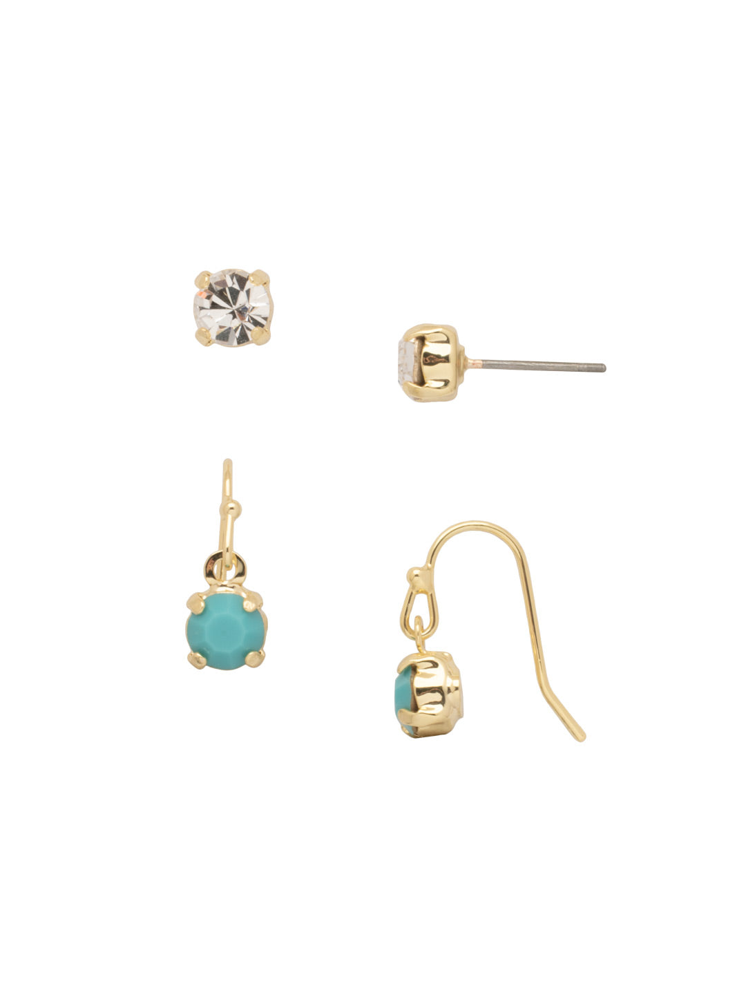 Jayda Set Dangle Earrings - EFM4BGSTO - <p>The Jayda Set Dangle Earrings include a pair of round-cut crystal studs and round-cut crystal dangle earrings, both dainty enough to wear together on the ear. From Sorrelli's Santorini collection in our Bright Gold-tone finish.</p>