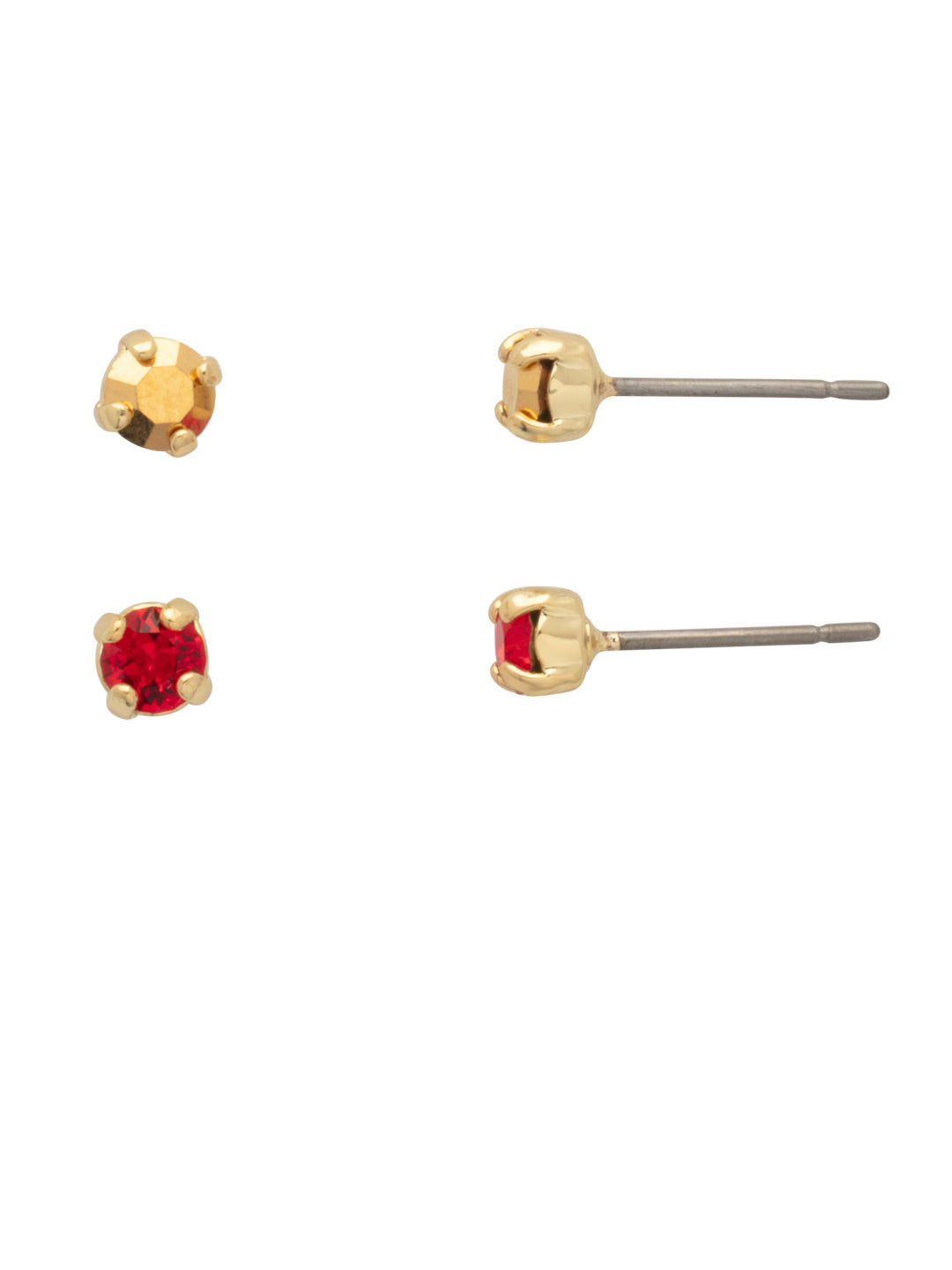 June Set Stud Earrings - EFM6BGGGA - <p>The June Set Stud Earrings feature two pairs of round-cut crystal studs. From Sorrelli's Go Garnet collection in our Bright Gold-tone finish.</p>