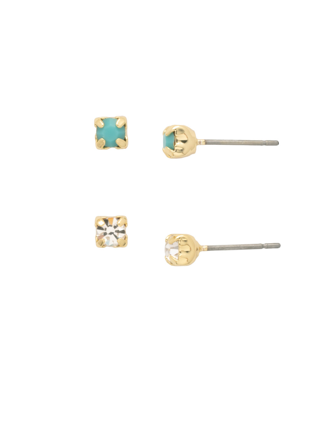June Set Stud Earrings - EFM6BGSTO - <p>The June Set Stud Earrings feature two pairs of round-cut crystal studs. From Sorrelli's Santorini collection in our Bright Gold-tone finish.</p>