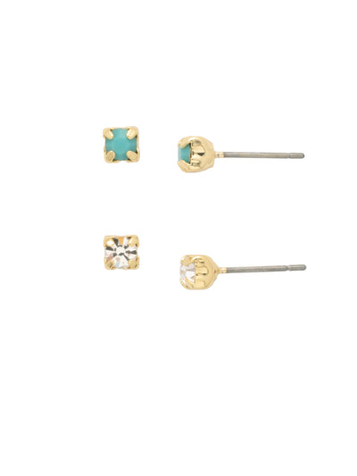 June Set Stud Earrings - EFM6BGSTO - <p>The June Set Stud Earrings feature two pairs of round-cut crystal studs. From Sorrelli's Santorini collection in our Bright Gold-tone finish.</p>