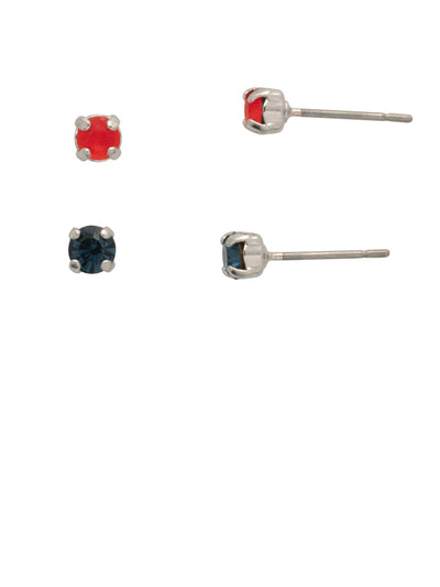 June Set Stud Earrings - EFM6PDGDAR - <p>The June Set Stud Earrings feature two pairs of round-cut crystal studs. From Sorrelli's Game Day Red collection in our Palladium finish.</p>