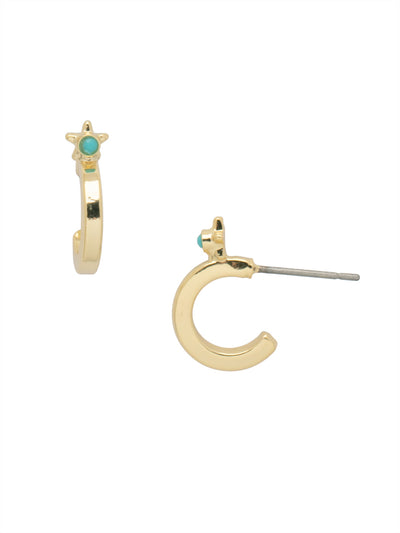 Asteria Huggie Hoop Earrings - EFM9BGSTO - <p>The Asteria Huggie Hoop Earrings feature a tiny crystal embellished star on a metal huggie hoop. From Sorrelli's Santorini collection in our Bright Gold-tone finish.</p>