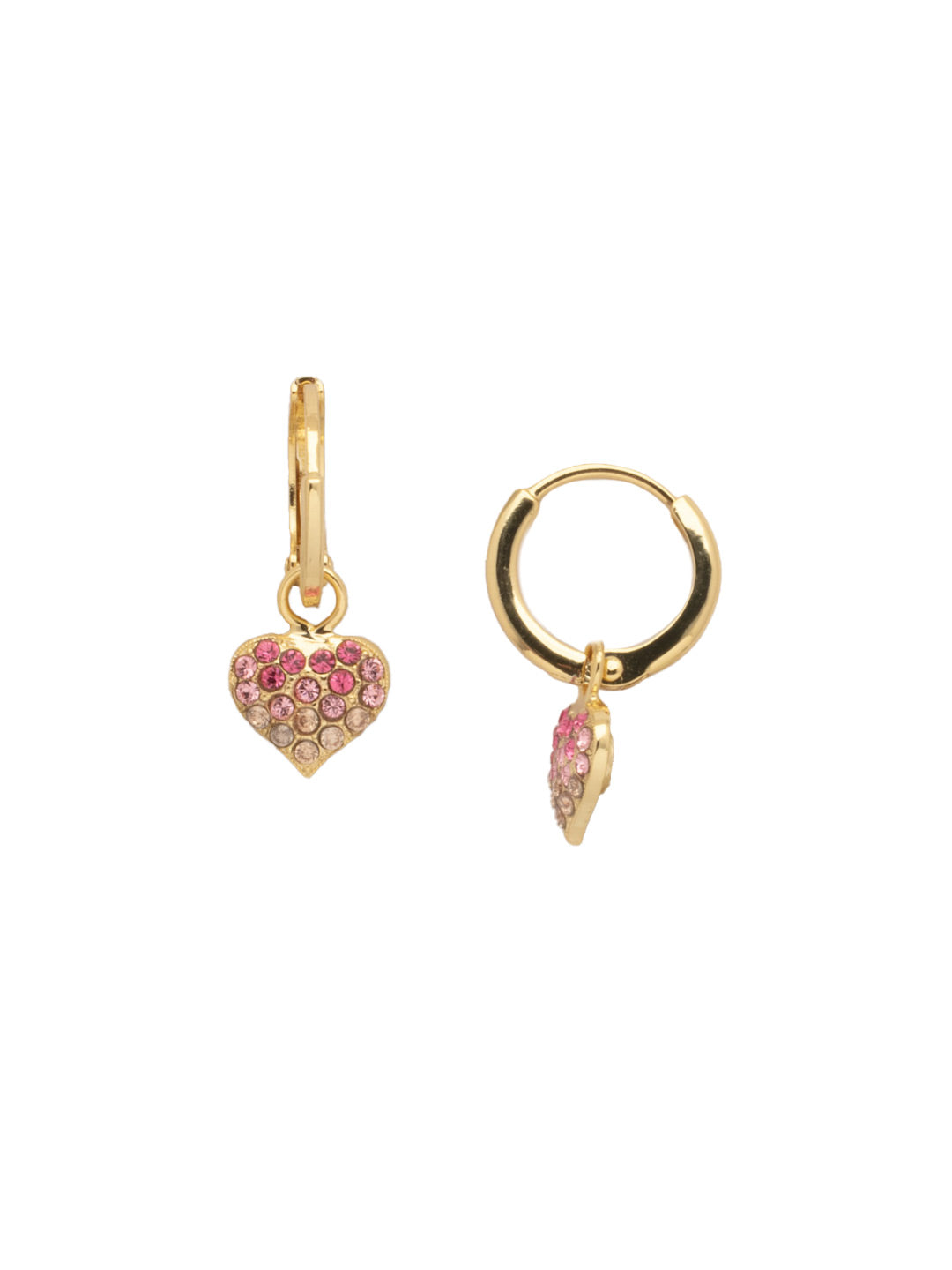 Mini Pave Heart Huggie Hoop Earrings - EFN2BGBFL - <p>The Mini Pave Heart Huggie Hoop Earrings feature a removable crystal-embellished heart charm on a small huggie hoop. From Sorrelli's Big Flirt collection in our Bright Gold-tone finish.</p>