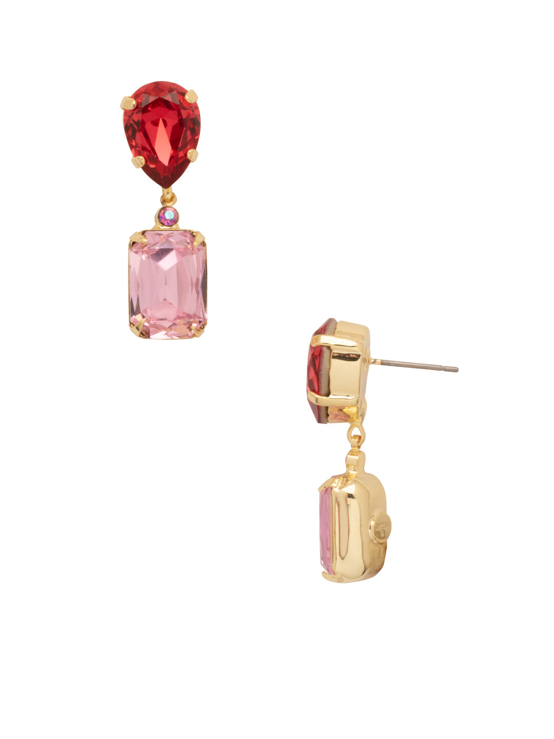 Emerald Pear Dangle Earrings - EFN4BGBFL - <p>The Emerald Pear Dangle Earrings feature a pear and emerald cut crystal dangling from a post. From Sorrelli's Big Flirt collection in our Bright Gold-tone finish.</p>