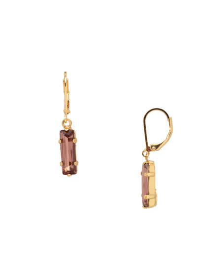 Bindi Dangle Earrings - EFP13BGMRL - <p>The Bindi Dangle Earrings feature a single baguette cut crystal on a lever-back French wire. From Sorrelli's Merlot collection in our Bright Gold-tone finish.</p>